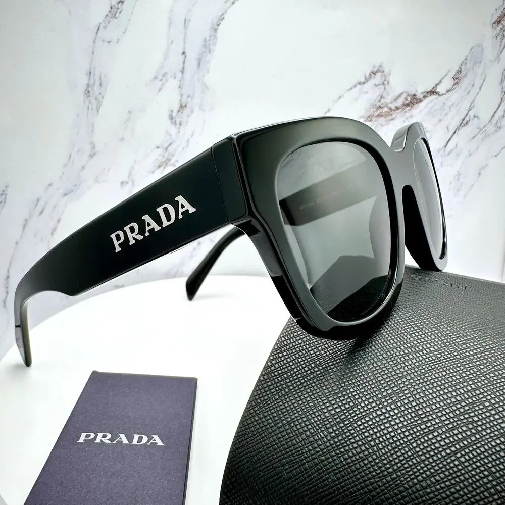 New PRADA Sunglasses PR C04S 16K08Z Black Square Acetate Grey Lens 52-22-145 - Picture 14 of 16